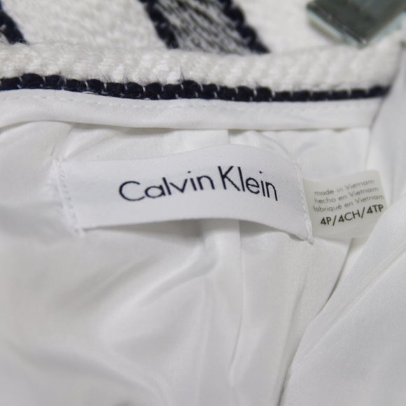 CALVIN KLEIN STRIPED PENCIL SKIRT WHITE AND NAVY - Picture 8 of 11